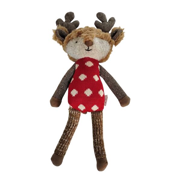 🎄🦌 Anthropologie Sock Monkey Reindeer Plush Tree Topper 🐒✨ Rare 2016 Holiday - Picture 12 of 16